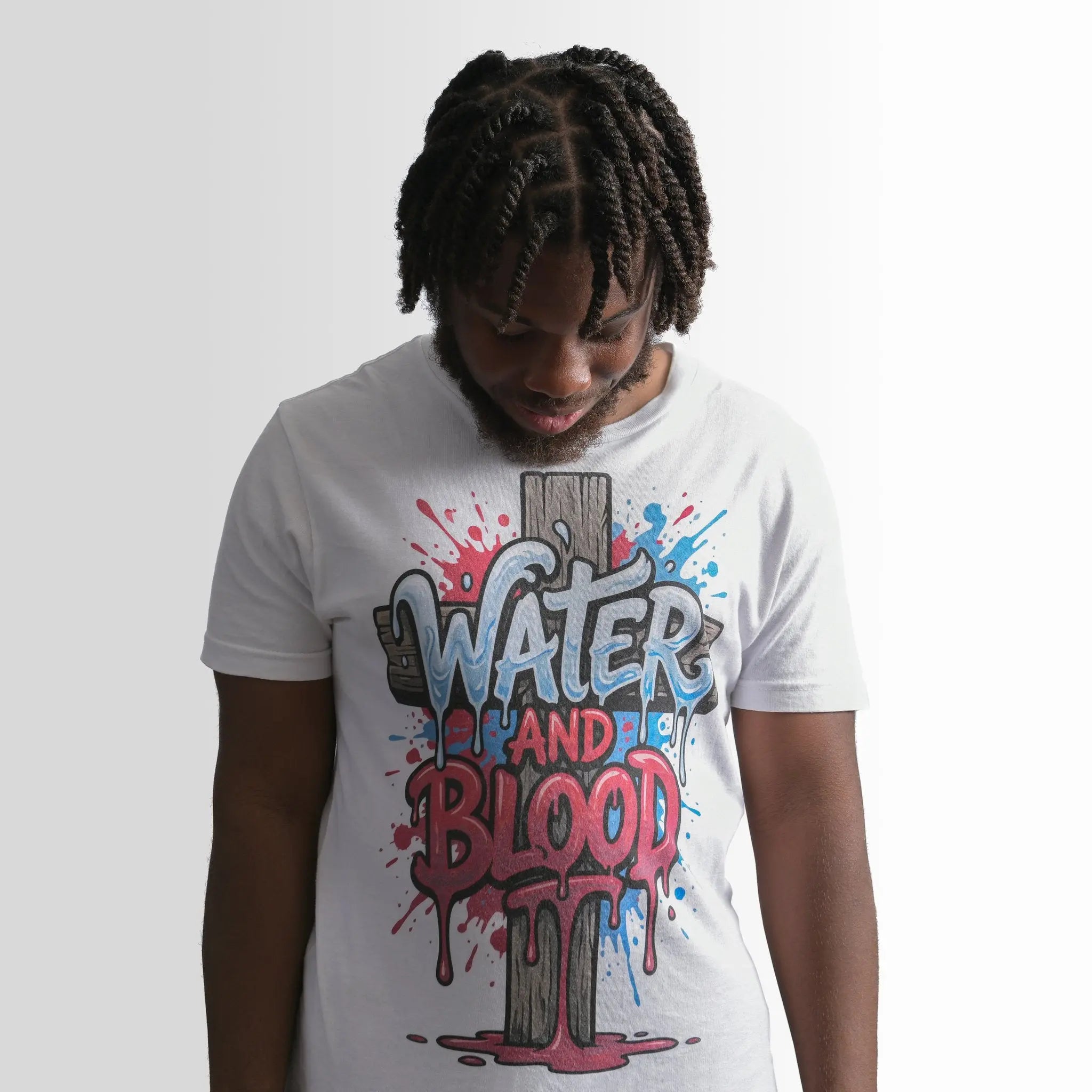 Image of water and blood heavy weight t-shirt   unisex - white My Store