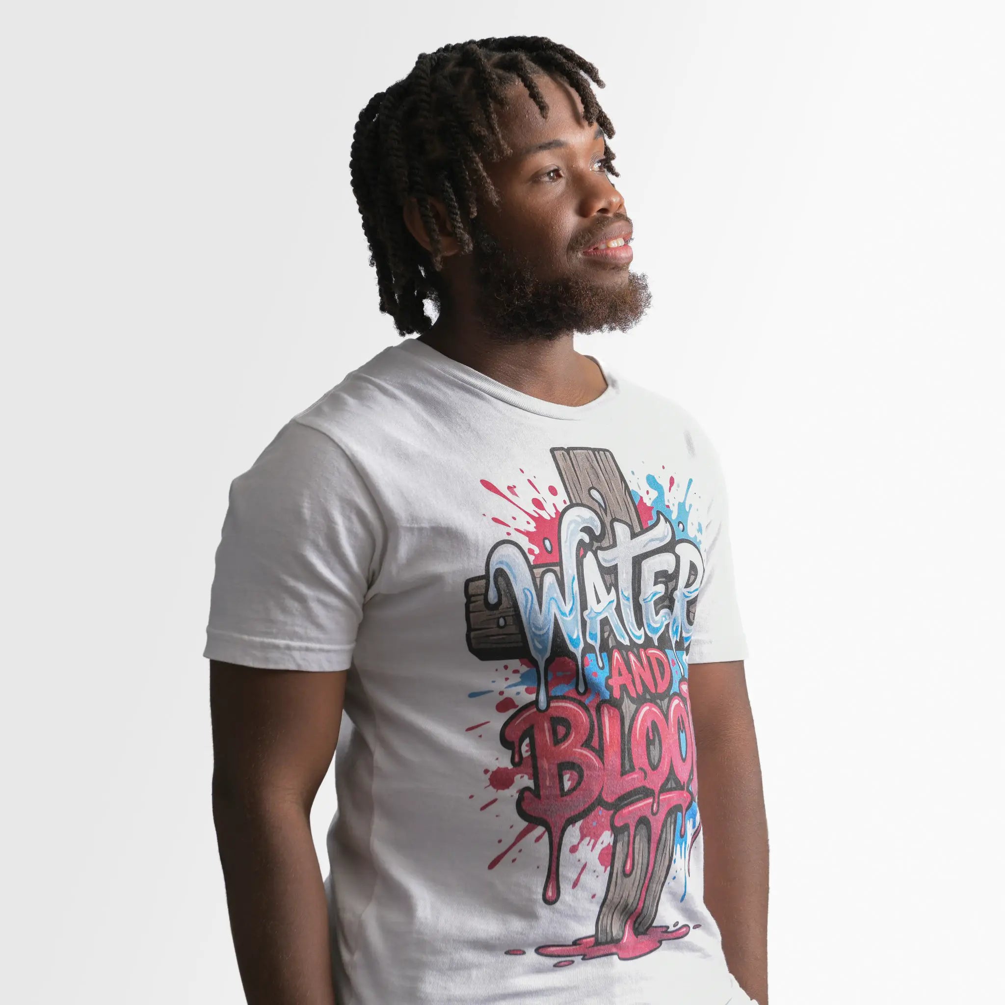 Image of water and blood heavy weight t-shirt   unisex - white My Store