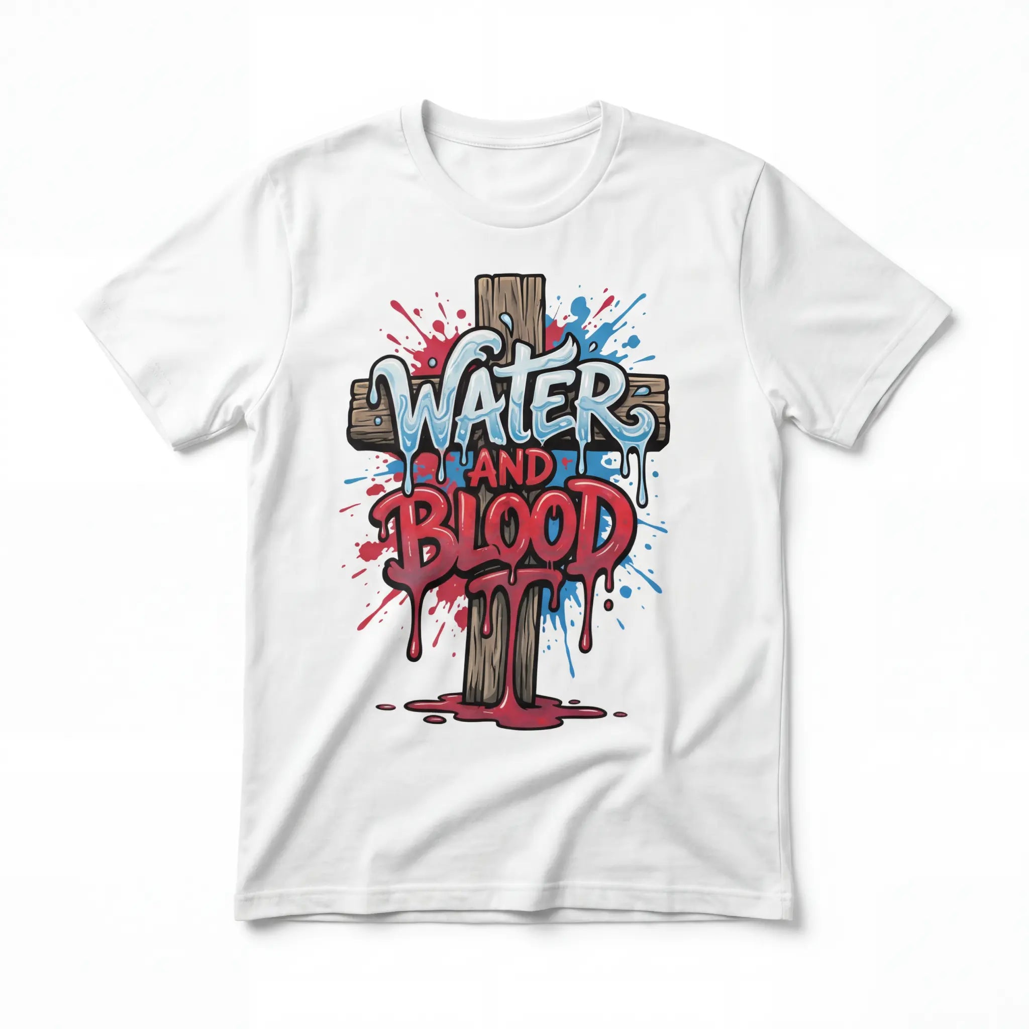 Image of water and blood heavy weight t-shirt   unisex - white My Store
